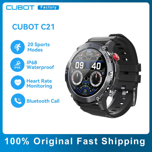 CUBOT C21 Smart Watch 1.32" Screen 300mAh Battery Bluetooth Call IP68 Waterproof 20 Sport Modes Fitness Tracker Smartwatch