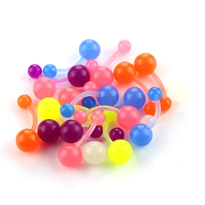 Wholesale 10/20Pcs Mix Color Silicone Belly Piercing Navel Flexible Bar Balls Piercing Nombril Stud Earring Fashion Body Jewelry