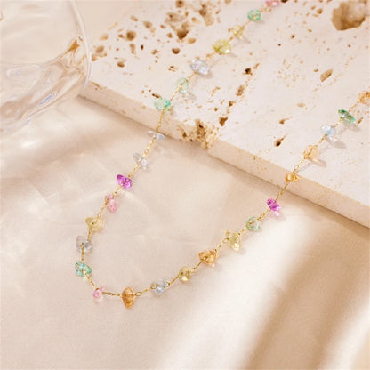 D&Z New Colorful Irregular Natural Stone Necklace Women's Geometric Simple Beaded Fashion Necklace Jewelry