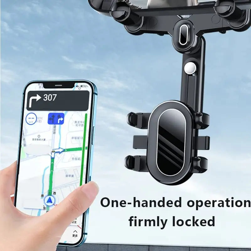 Rearview Mirror Phone Holder Car Holder Car Mobile Phone Holder Universal Rotating Adjustable Telescopic 360° Car Phone Stand