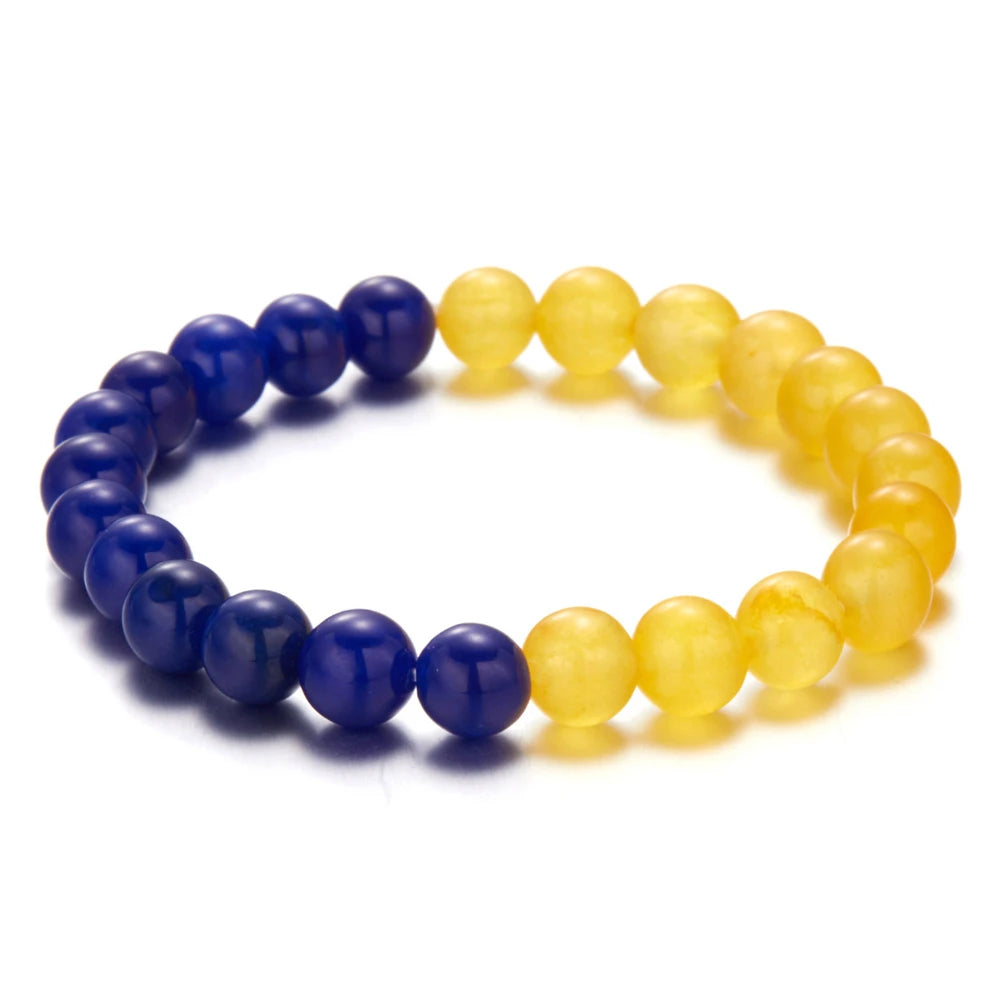 Ukrainian Beads Energy Bracelets For Women Men Ukraine Country Flag Yellow Blue Wristband Natural Stone Braided Bangle Jewelry