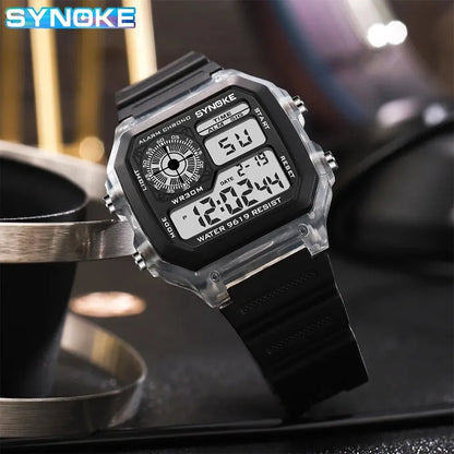 SYNOKE Digital Watches Men Sports Luminous Multifunction Waterproof Women Wristwatch Outdoor and Running Student Seven Lights