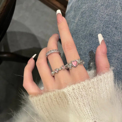 2023 Fashion Heart Vintage Love Rings for Women INS Punk Gothic Open Geometric Finger Rings Wedding Party Trendy Girls Jewelry