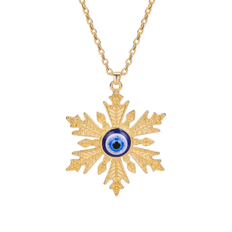 1PC Turkish Crystal Devil's Eyes Pendant Necklace For Womens Jewelry Gold Color Zircon Clavicle Chains Necklaces Turkey Bijoux