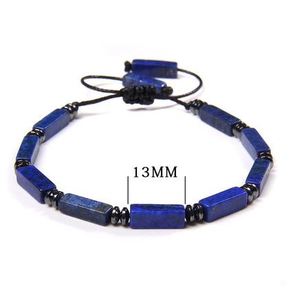 Rectangle Shape Amethysts Bracelet Natural Stone Indian Agates Lapis Lazuli Adjustable Braided Bracelets For Women Men Jewelry