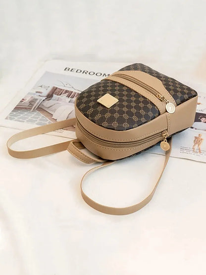 Checkered Pattern Shoulder Backpack Large Capacity Handbag Crossbody Cell Phone Square Bag for Women