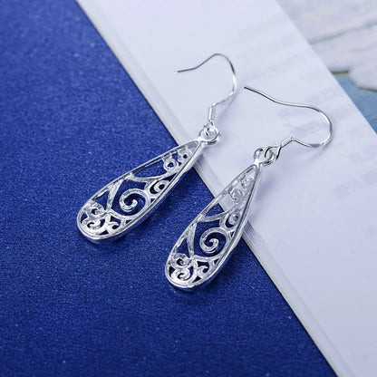 Charms 925 Sterling Silver Pretty drop shape Earrings for Women Christmas Gifts fashion wedding party noble Jewelry