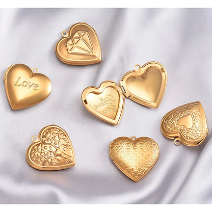 Stainless Steel Love Heart Locket Pendants Openable Memory Photo Frame Charms Mirror Polished Put Photos Jewelry Making DIY Gift