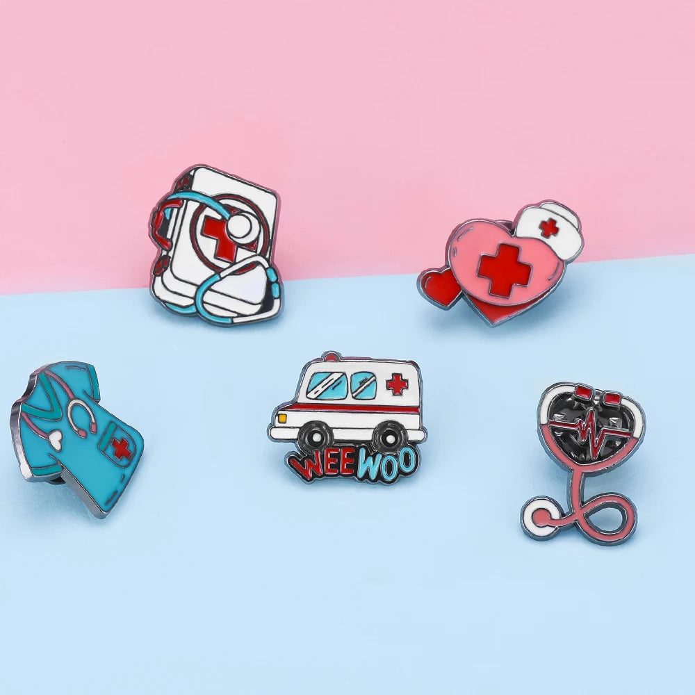 Hanreshe Medical Lovely Enamel Pins Brooch Surgery First Aid Theme Lapel Badges Accessories for Doctor Nurse Surgeon