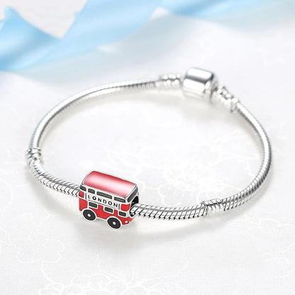 New Original 925 Sterling Silver Beads Red Wedding Car Dangle Charm Pink CZ Fit Pandora Bracelets Women DIY Jewelry Dropshipping