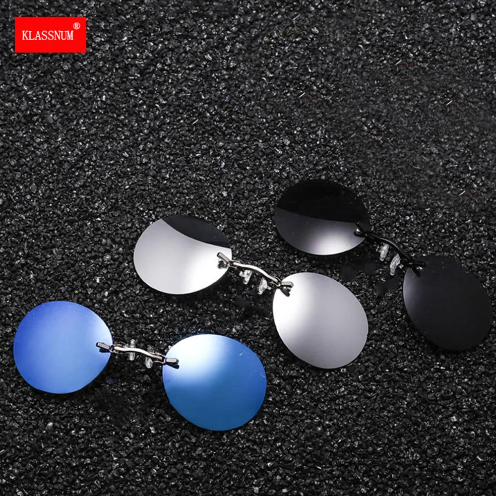 Clip On Nose Glasses Matrix Morpheus Sunglasses Round Rimless Clip-On Driving Glasses Vintage Men Eyeglasses UV400