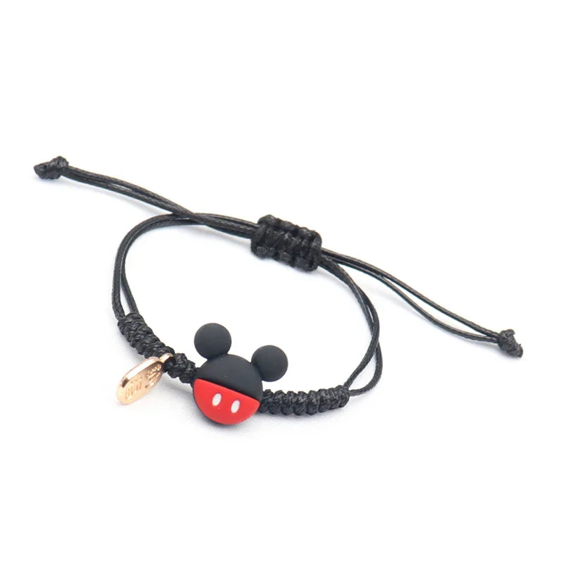 Disney Cartoon Mickey Mouse Braided Bracelet Adjustable Hand-woven Jewelry Accessories Children's Birthday Gift