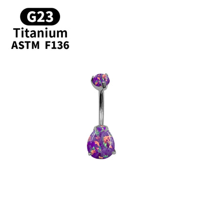 G23 Titanium 14G Belly Button Rings Water Drop Zircon Navel Dangle Belly Piercing Barbells Women Girls Trendy Body Jewelry