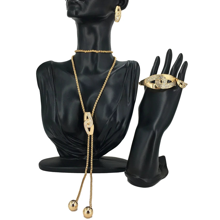 New  African Fashion Jewelry Sets Long Chain for Woman Everyday Use Necklace FHK13786