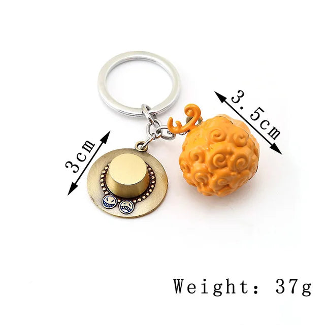 Fashion KeyChain Devil Fruit Figure Hat Chaveiro Pendant Key Chains Metal Trinket anime Cosplay Llaveros Jewelry Gift