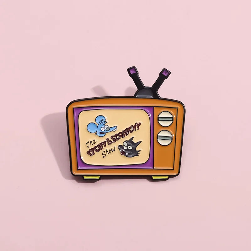 TV Brooch Cute Animal Cartoon Metal Badge Trinkets Wholesale Bag Pins for Clothes Backpack Accessories Decorative Brooches Lapel