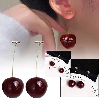 Small Fresh Sweet Lovely Cherries Earrings Pendant Red Charm Korean Earrings Jewelry Fruit Earrings Japanese