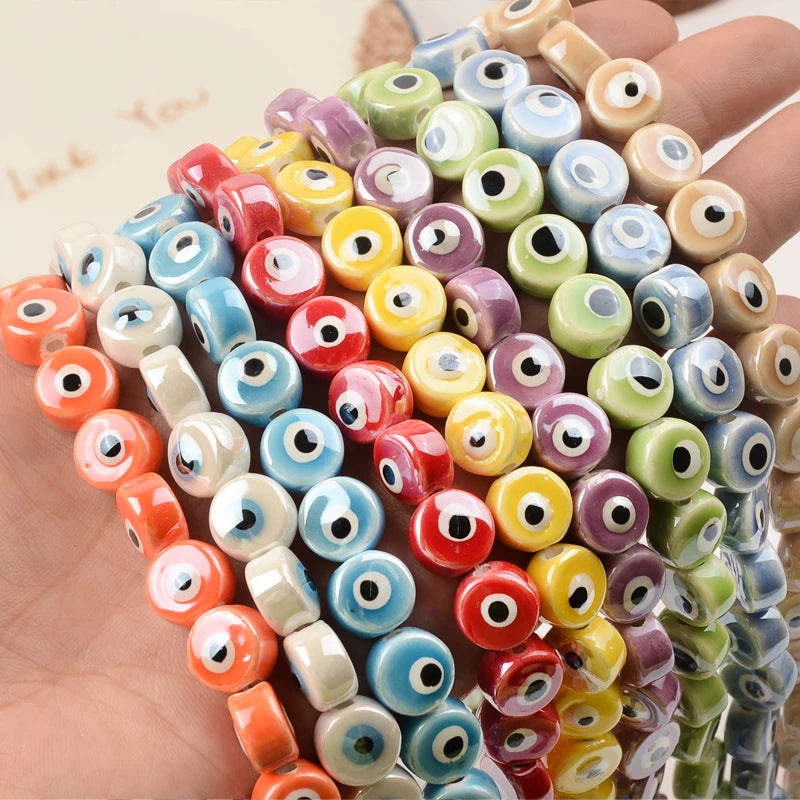 8MM10MM Double Face Eye Beads Ceramic Beads Store Spacer Evil Charms For Jewelry Making Diy Bracelet Abalorios Kralen