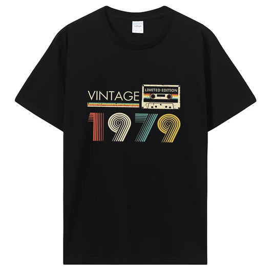 Vintage 1979 Limited Edition Birthday T Shirts Gifts Cotton Summer Tees Tops Men's Graphic T-shirt Clothing Oversized