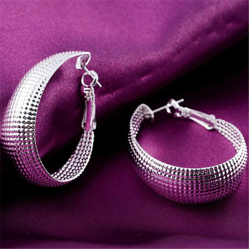 Hot Sale 925 Sterling Silver Hoop Earrings Fashion Retro Ethnic Style For Women Birthday Gifts Classic Jewelry