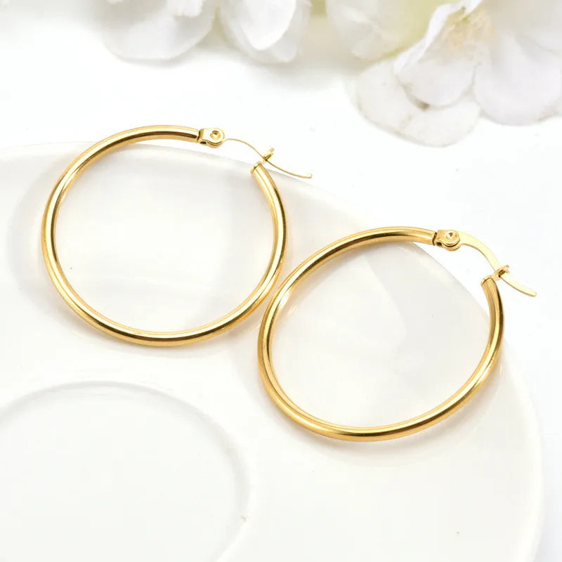 Simple Pendientes Mujer  Earrings Stainless Steel Gold/Silver Color Circle Basketball Earring For Women /Girl Jewelry