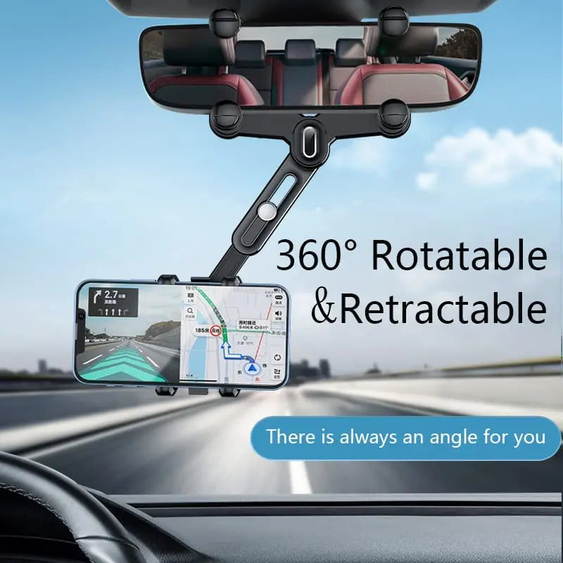 Rearview Mirror Phone Holder Car Holder Car Mobile Phone Holder Universal Rotating Adjustable Telescopic 360° Car Phone Stand