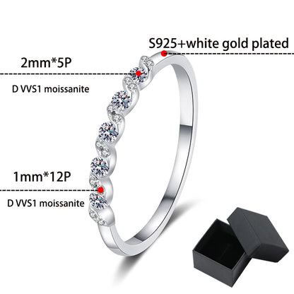 Smyoue 0.2ct White Gold Plated Moissanite Ring for Women Girls Trend 100% S925 Sterling Silver Jewelry Sparkling Diamond Rings