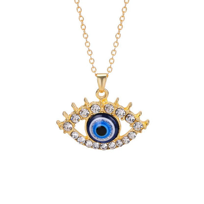 1PC Turkish Crystal Devil's Eyes Pendant Necklace For Womens Jewelry Gold Color Zircon Clavicle Chains Necklaces Turkey Bijoux