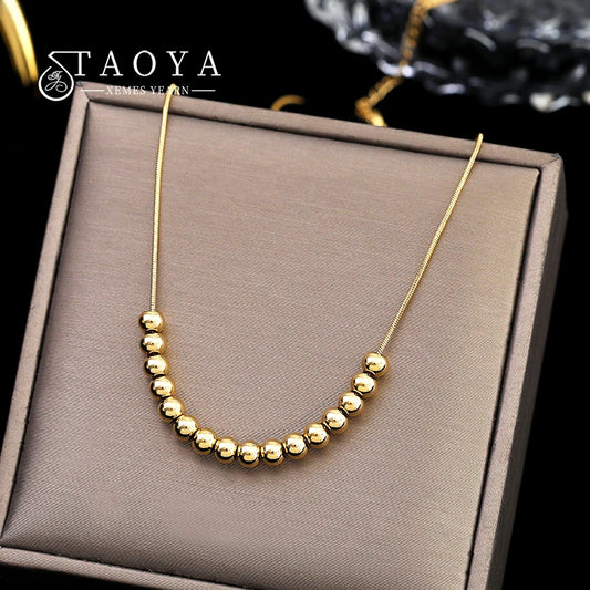 2023 New Metal Ball Pendant Stainless Steel Necklace Simple Jewelry Party Temperament Accessories For Woman‘s Girl Neck Chain