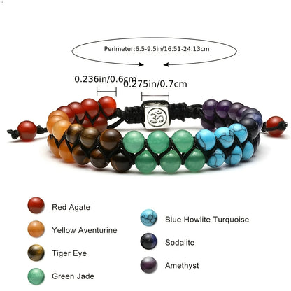 Top Plaza 7 Chakra Treatment Crystal Bracelet Yoga Stone Adjustable Beads Bracelet Meditation Relaxation Anxiety Women's Bracele