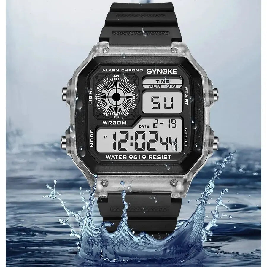 SYNOKE Digital Watches Men Sports Luminous Multifunction Waterproof Women Wristwatch Outdoor and Running Student Seven Lights