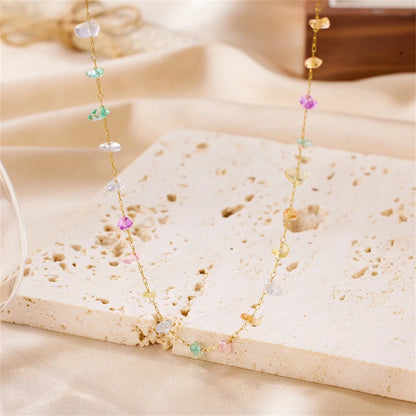 D&Z New Colorful Irregular Natural Stone Necklace Women's Geometric Simple Beaded Fashion Necklace Jewelry