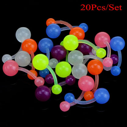 Wholesale 10/20Pcs Mix Color Silicone Belly Piercing Navel Flexible Bar Balls Piercing Nombril Stud Earring Fashion Body Jewelry