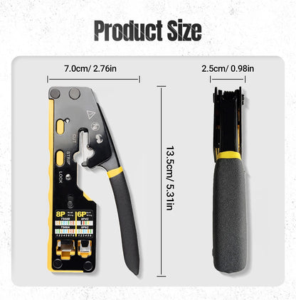 AMPCOM EZ-Type RJ45 Network Crimper - 3-in-1 Crimp/Cut/Strip Lan CAT8/7/6A/6/5E (STP/UTP) & RJ11/12 Tel Modular Cable (AM-6088)