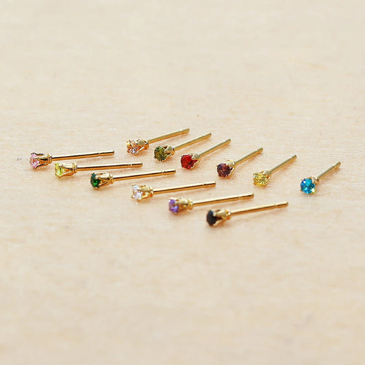 Super Mini 2mm Round Colors AAA Zircons With Stainless Steel Earring IP Plating No Fade Allergy Free Quality Jewelry