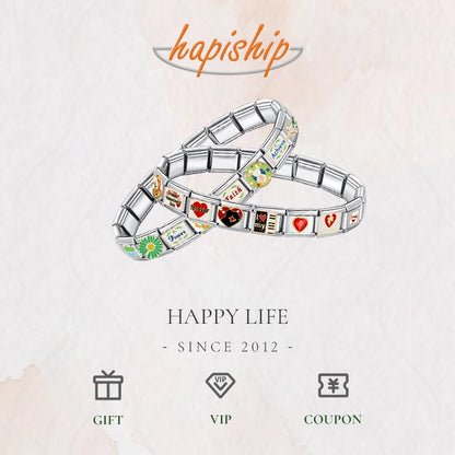 Hapiship New Fashion Star Heart Angel Dice Charms Italian Links Fit 9mm Bracelet Stainless Steel Making Women Jewelry DJ1051