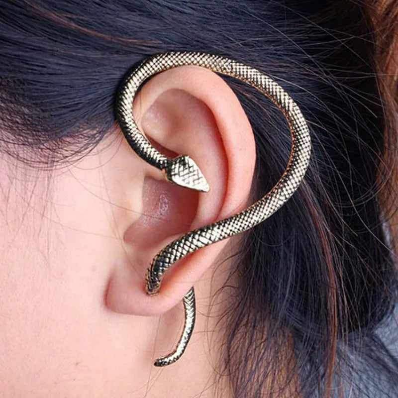 1 Pcs Gothic Punk Snake Winding Cuff Earrings For Women Exaggerate Individuality Temptation Retro Ear Stud Cuff Earrings