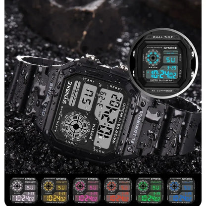 SYNOKE Digital Watches Men Sports Luminous Multifunction Waterproof Women Wristwatch Outdoor and Running Student Seven Lights