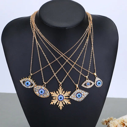 1PC Turkish Crystal Devil's Eyes Pendant Necklace For Womens Jewelry Gold Color Zircon Clavicle Chains Necklaces Turkey Bijoux