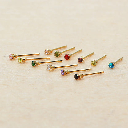 Super Mini 2mm Round Colors AAA Zircons With Stainless Steel Earring IP Plating No Fade Allergy Free Quality Jewelry