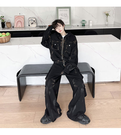 Cardigan Sweater Trousers Two-piece Autumn Profile Casual Men's Suit