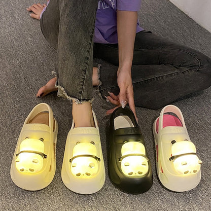 2024 Cute Slipper With Panda Lamp Summer Sandales Femme Light Funny Woman Slippers Shoes Women