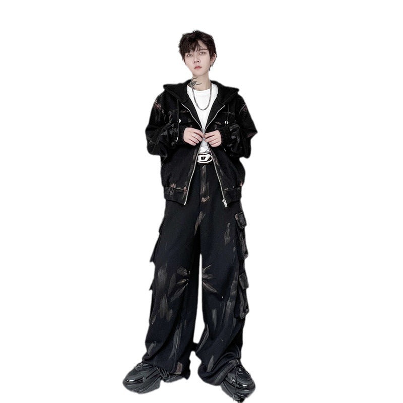 Cardigan Sweater Trousers Two-piece Autumn Profile Casual Men's Suit